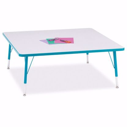 Picture of Berries® Square Activity Table - 48" X 48", T-height - Gray/Teal/Teal