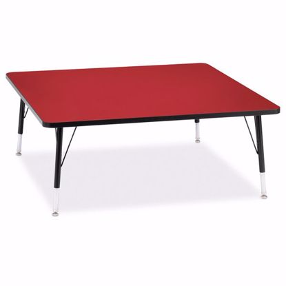 Picture of Berries® Square Activity Table - 48" X 48", T-height - Red/Black/Black