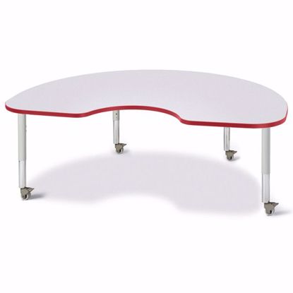 Picture of Berries® Kidney Activity Table - 48" X 72", Mobile - Gray/Red/Gray