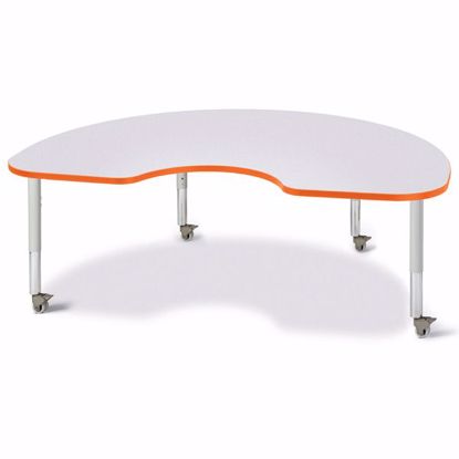 Picture of Berries® Kidney Activity Table - 48" X 72", Mobile - Gray/Orange/Gray