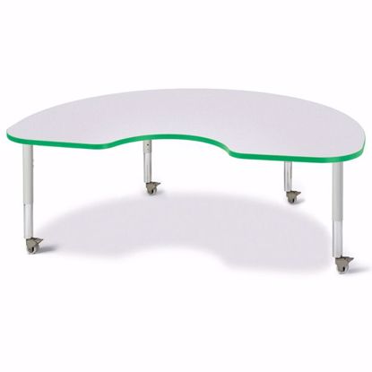 Picture of Berries® Kidney Activity Table - 48" X 72", Mobile - Gray/Green/Gray