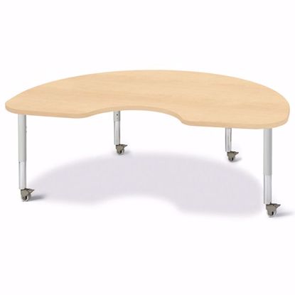 Picture of Berries® Kidney Activity Table - 48" X 72", Mobile - Maple/Maple/Gray