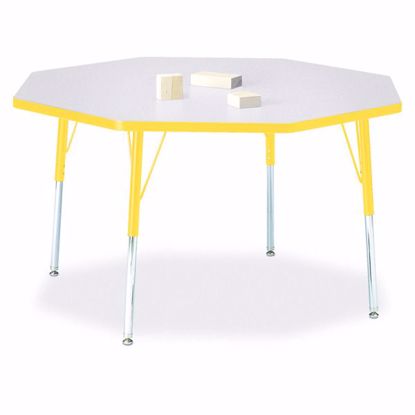 Picture of Berries® Octagon Activity Table - 48" X 48", A-height - Gray/Yellow/Yellow