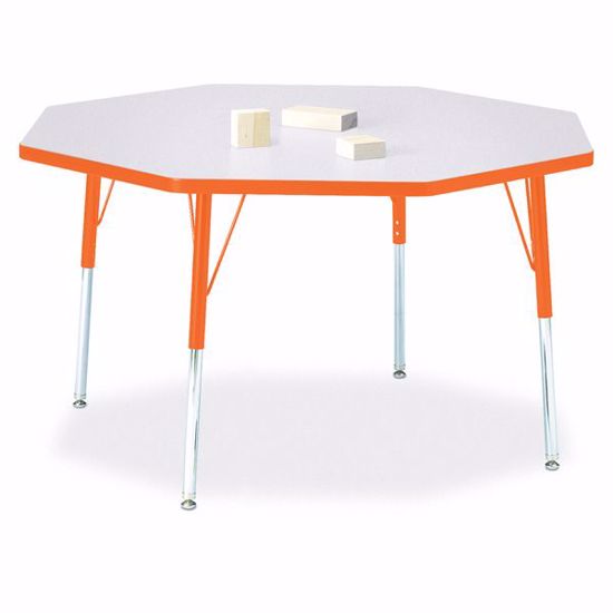 Picture of Berries® Octagon Activity Table - 48" X 48", A-height - Gray/Orange/Orange