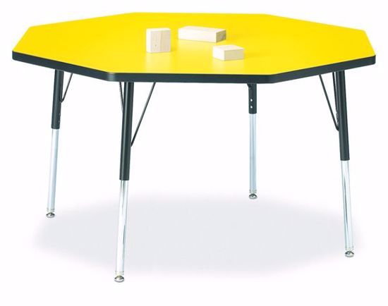 Picture of Berries® Octagon Activity Table - 48" X 48", A-height - Yellow/Black/Black