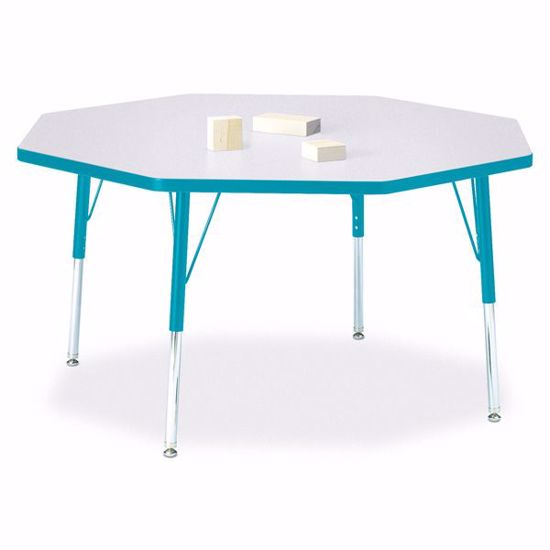 Picture of Berries® Octagon Activity Table - 48" X 48", E-height - Gray/Teal/Teal