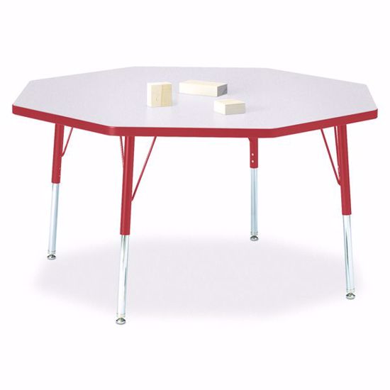 Picture of Berries® Octagon Activity Table - 48" X 48", E-height - Gray/Red/Red