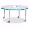 Picture of Berries® Octagon Activity Table - 48" X 48", Mobile - Gray/Teal/Gray