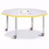 Picture of Berries® Octagon Activity Table - 48" X 48", Mobile - Gray/Yellow/Gray