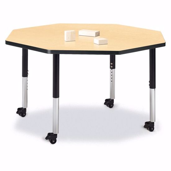 Picture of Berries® Octagon Activity Table - 48" X 48", Mobile - Maple/Black/Black