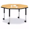 Picture of Berries® Octagon Activity Table - 48" X 48", Mobile - Maple/Black/Black