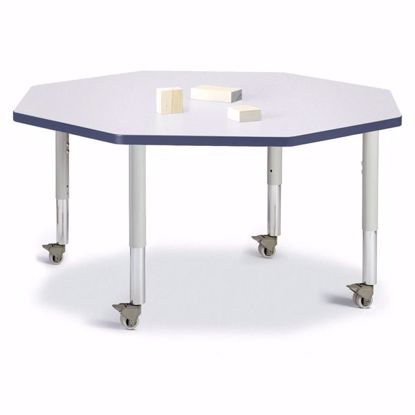 Picture of Berries® Octagon Activity Table - 48" X 48", Mobile - Gray/Navy/Gray