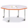 Picture of Berries® Octagon Activity Table - 48" X 48", Mobile - Gray/Orange/Gray