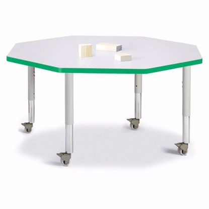 Picture of Berries® Octagon Activity Table - 48" X 48", Mobile - Gray/Green/Gray