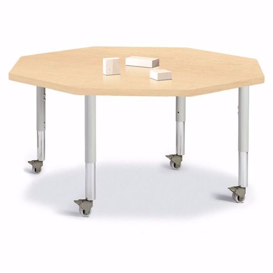 Picture of Berries® Octagon Activity Table - 48" X 48", Mobile - Maple/Maple/Gray