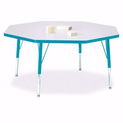 Picture of Berries® Octagon Activity Table - 48" X 48", T-height - Gray/Teal/Teal