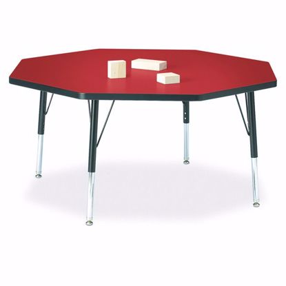 Picture of Berries® Octagon Activity Table - 48" X 48", T-height - Red/Black/Black