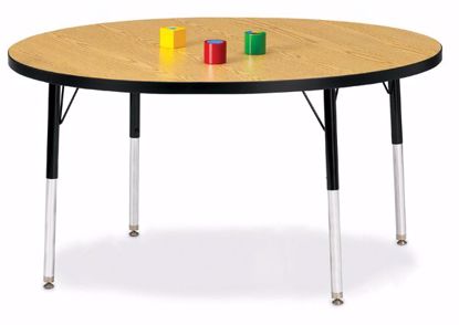Picture of Berries® Round Activity Table - 48" Diameter, A-height - Oak/Black/Black