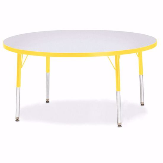 Picture of Berries® Round Activity Table - 48" Diameter, E-height - Gray/Yellow/Yellow
