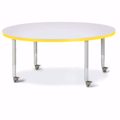 Picture of Berries® Round Activity Table - 48" Diameter, Mobile - Gray/Yellow/Gray