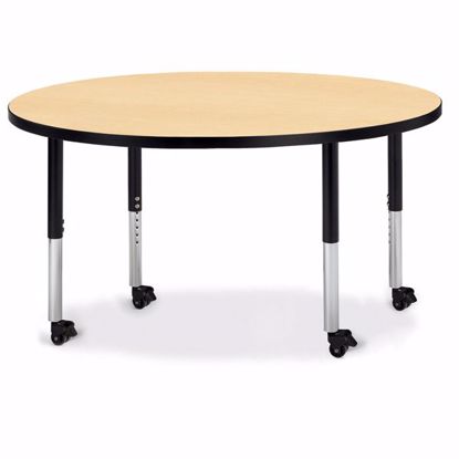 Picture of Berries® Round Activity Table - 48" Diameter, Mobile - Maple/Black/Black