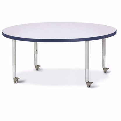 Picture of Berries® Round Activity Table - 48" Diameter, Mobile - Gray/Navy/Gray