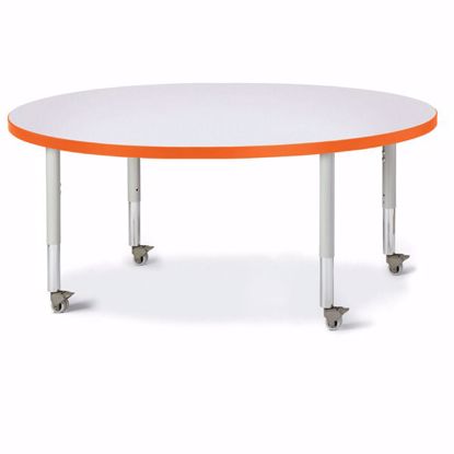 Picture of Berries® Round Activity Table - 48" Diameter, Mobile - Gray/Orange/Gray