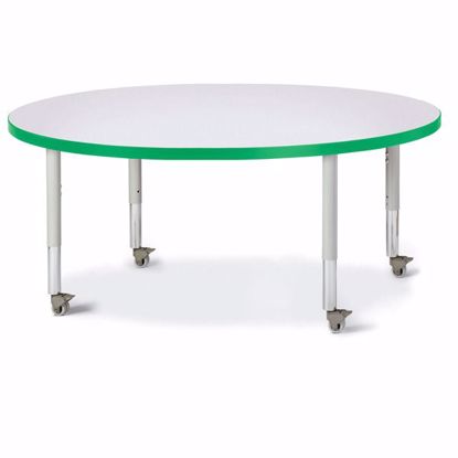 Picture of Berries® Round Activity Table - 48" Diameter, Mobile - Gray/Green/Gray