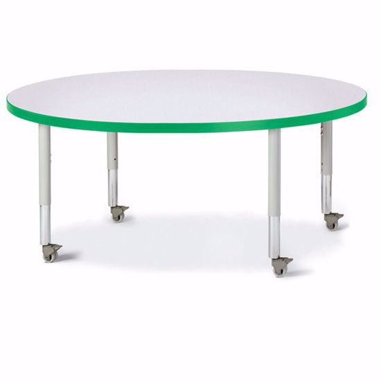 Picture of Berries® Round Activity Table - 48" Diameter, Mobile - Gray/Green/Gray