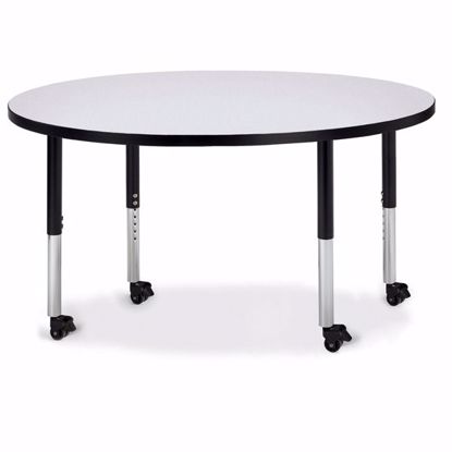 Picture of Berries® Round Activity Table - 48" Diameter, Mobile - Gray/Black/Black