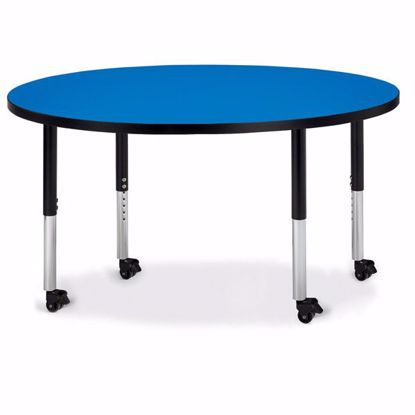 Picture of Berries® Round Activity Table - 48" Diameter, Mobile - Blue/Black/Black