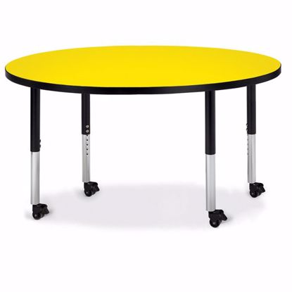 Picture of Berries® Round Activity Table - 48" Diameter, Mobile - Yellow/Black/Black