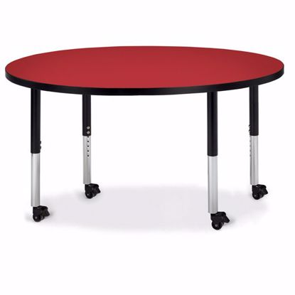 Picture of Berries® Round Activity Table - 48" Diameter, Mobile - Red/Black/Black