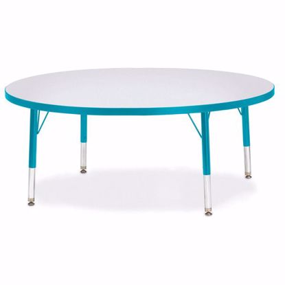 Picture of Berries® Round Activity Table - 48" Diameter, T-height - Gray/Teal/Teal