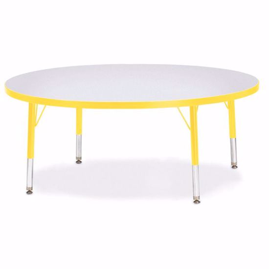 Picture of Berries® Round Activity Table - 48" Diameter, T-height - Gray/Yellow/Yellow