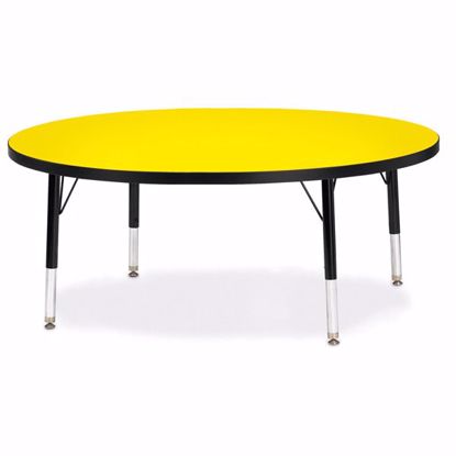 Picture of Berries® Round Activity Table - 48" Diameter, T-height - Yellow/Black/Black