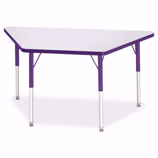 Picture of Berries® Trapezoid Activity Tables - 24" X 48", A-height - Gray/Purple/Purple