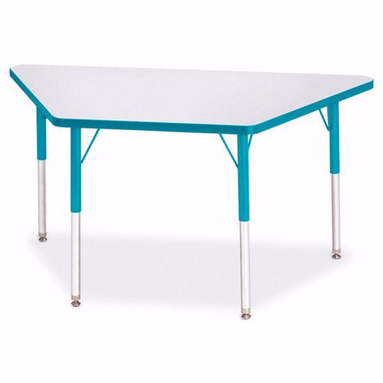 Picture of Berries® Trapezoid Activity Tables - 24" X 48", A-height - Gray/Teal/Teal