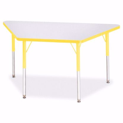 Picture of Berries® Trapezoid Activity Tables - 24" X 48", A-height - Gray/Yellow/Yellow