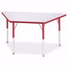 Picture of Berries® Trapezoid Activity Tables - 24" X 48", A-height - Gray/Red/Red