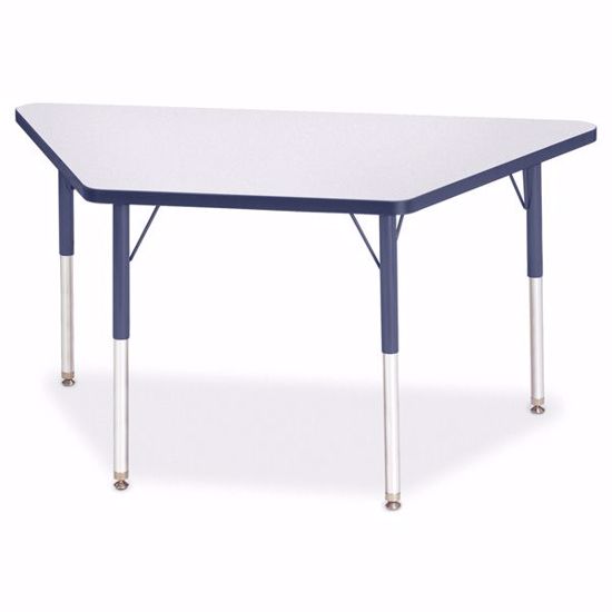 Picture of Berries® Trapezoid Activity Tables - 24" X 48", A-height - Gray/Navy/Navy