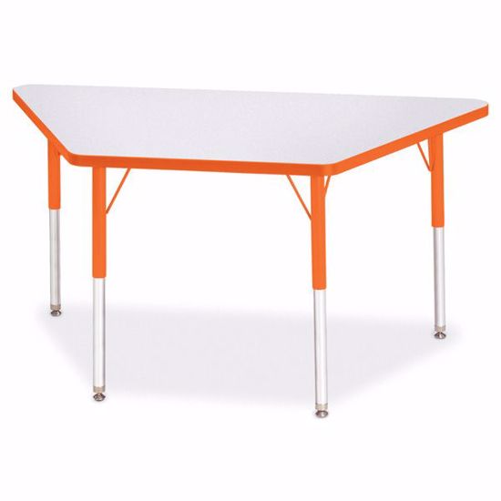 Picture of Berries® Trapezoid Activity Tables - 24" X 48", A-height - Gray/Orange/Orange