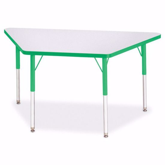 Picture of Berries® Trapezoid Activity Tables - 24" X 48", A-height - Gray/Green/Green