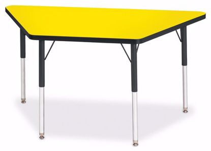 Picture of Berries® Trapezoid Activity Tables - 24" X 48", A-height - Yellow/Black/Black