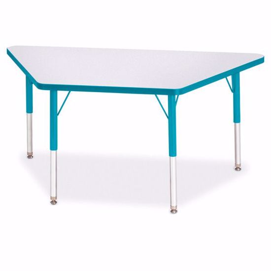 Picture of Berries® Trapezoid Activity Tables - 24" X 48", E-height - Gray/Teal/Teal