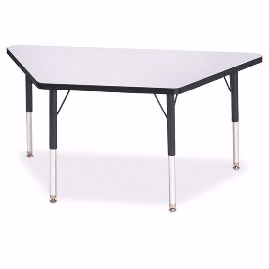 Picture of Berries® Trapezoid Activity Tables - 24" X 48", E-height - Gray/Black/Black