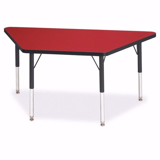 Picture of Berries® Trapezoid Activity Tables - 24" X 48", E-height - Red/Black/Black