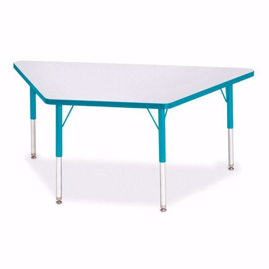 Picture of Berries® Trapezoid Activity Tables - 30" X 60", E-height - Gray/Teal/Teal