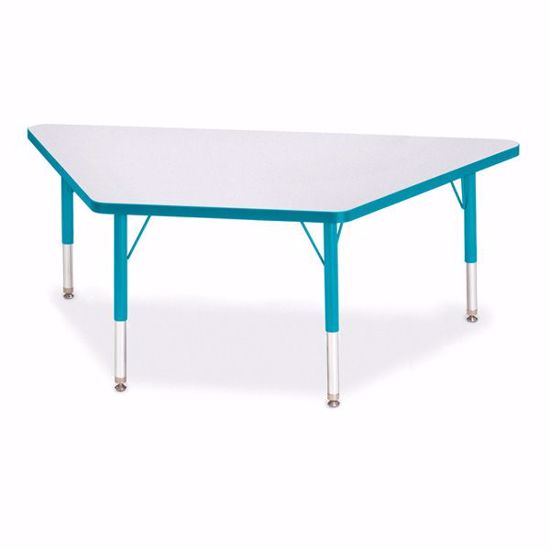 Picture of Berries® Trapezoid Activity Tables - 30" X 60", T-height - Gray/Teal/Teal