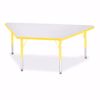 Picture of Berries® Trapezoid Activity Tables - 30" X 60", T-height - Gray/Yellow/Yellow